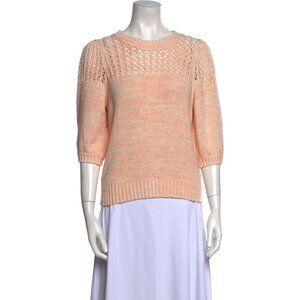 Joie Una Plumeria Sweater Melon Space Dye Knit Top 3/4 Sleeve Crew Neck M